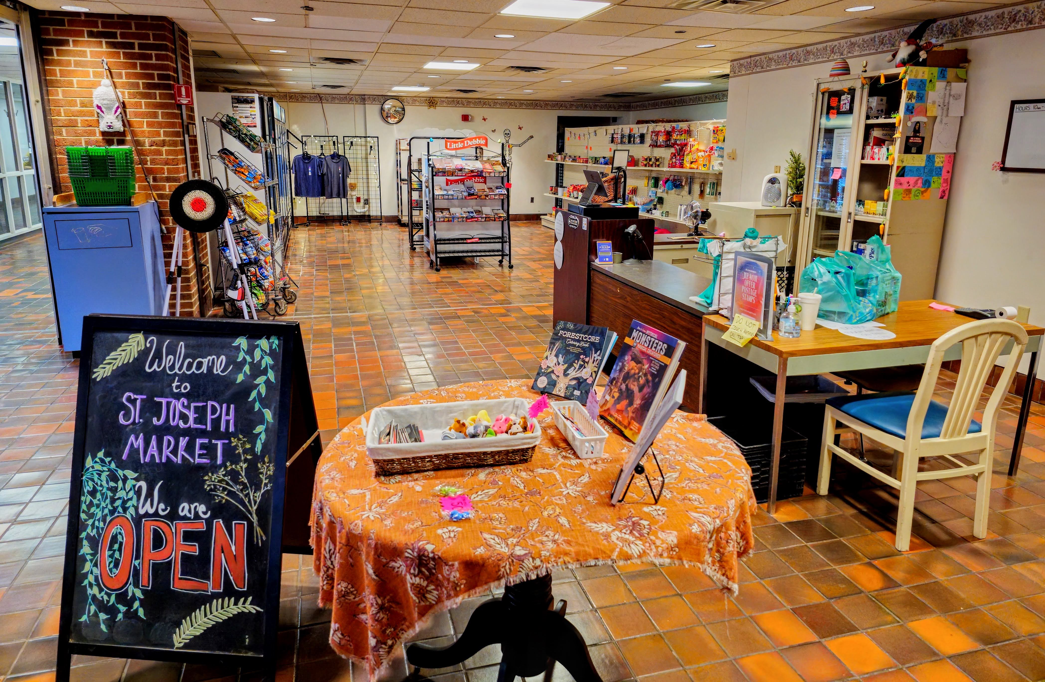 Goods and displays inside the St. Joseph Market.